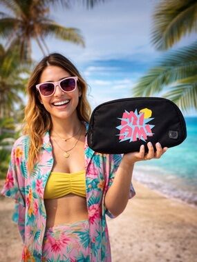Lululemon Everywhere Belt Bag Miami Edition Black Pink Blue Logo NWT